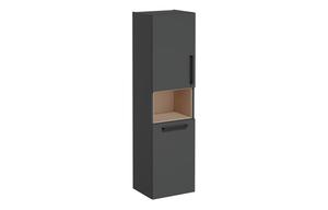 VitrA Root Flat 40cm 2 Door Semi-Tall Unit w/Laundry Basket (LH Hinge) - Matt Storm Grey